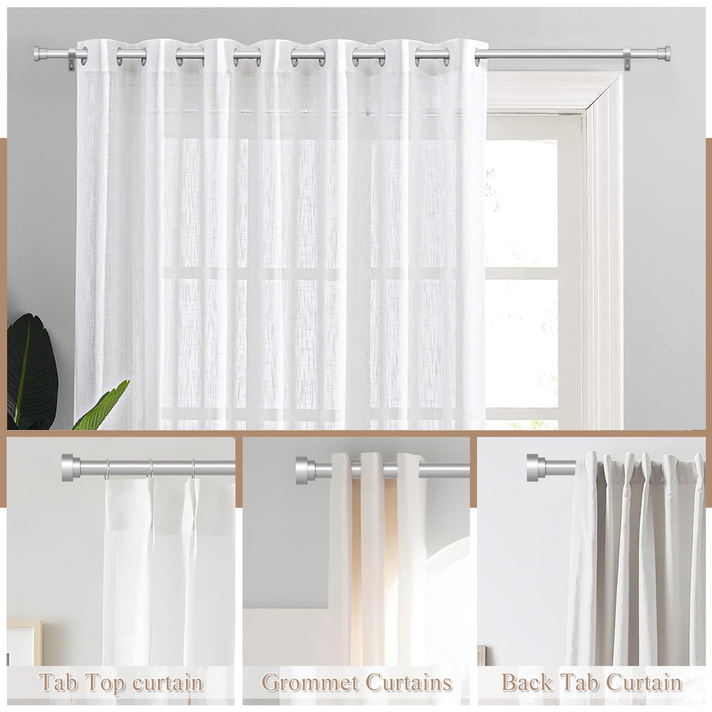 Lady Liberty Decor Adjustable Curtain Rod| Silver | Telescopic & Heavy-Duty|