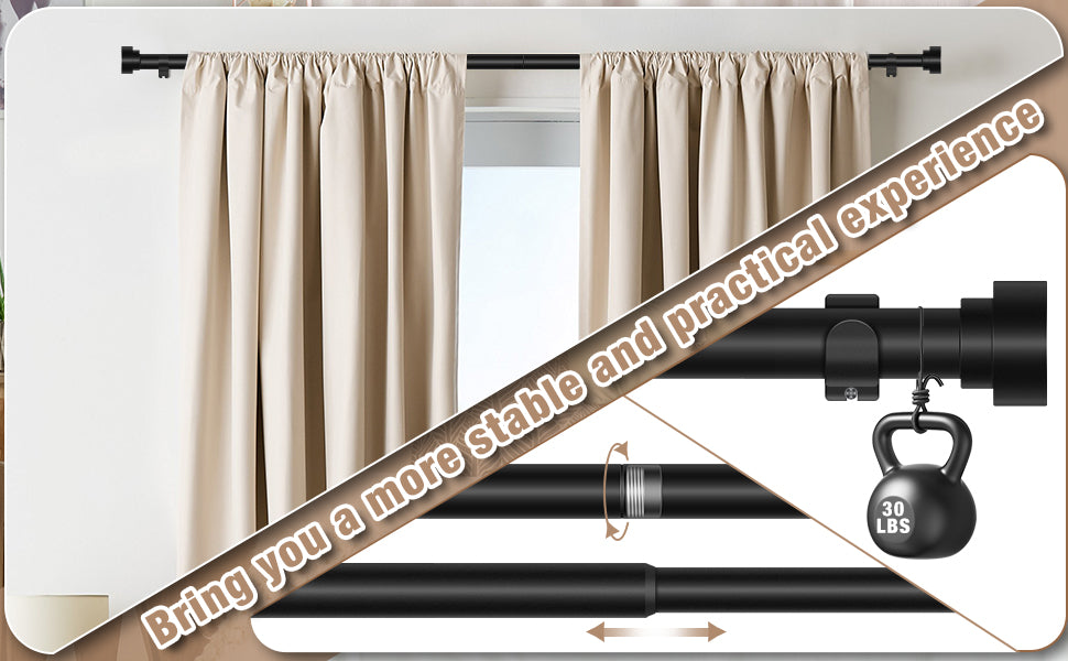 Lady Liberty Decor Adjustable Curtain Rod| Matte Black | Telescopic & Heavy-Duty