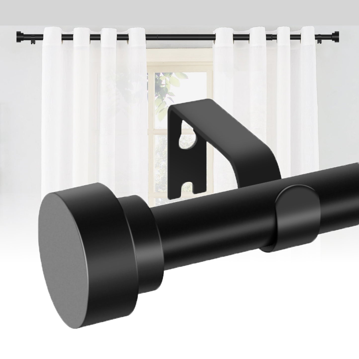 Lady Liberty Decor Adjustable Curtain Rod| Matte Black | Telescopic & Heavy-Duty